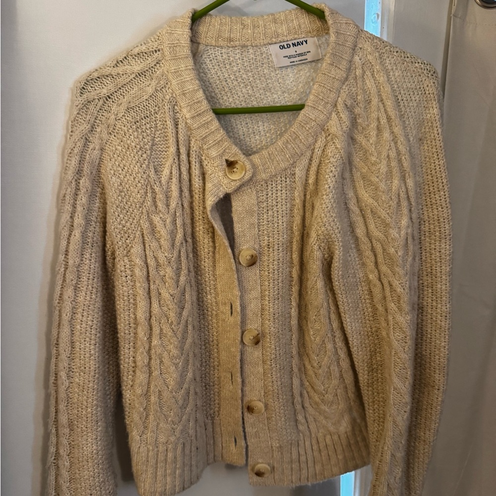 Old Navy Women's Beige Cable Knit Cardigan